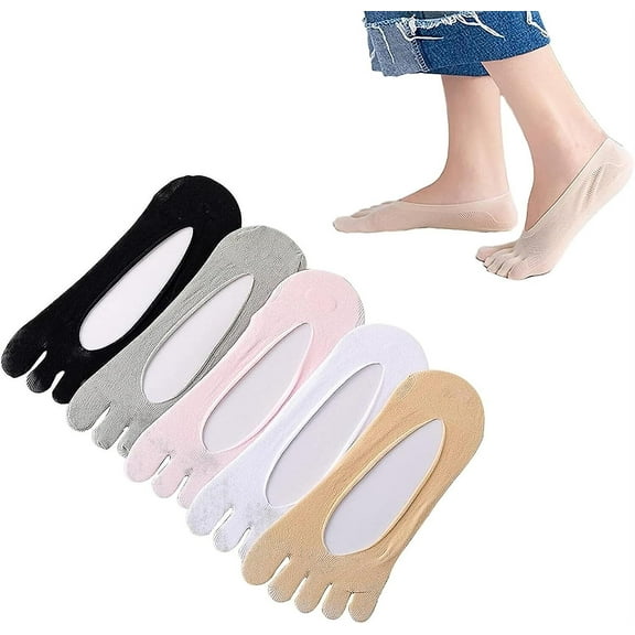 5 Pairs Women Toe Socks Five Finger Socks Soft And Breathable Low Cut Ankle Socks Silk Stockings For Girls Women