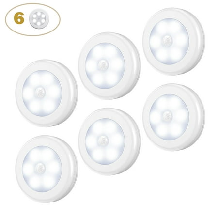 

6/3pcs Motion Sensor Light Cordless Battery-Powered LED Closet Light Stick On Anywhere LED Cabinet Lights Auto on/off Wireless Night Light for Stair Bedroom Kitchen White