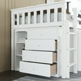 thumbnail image 5 of Twin Size Low Loft Bed with Pulling-Out Desk and Storage Cabinets, Multiple Functions Wooden Loft Bed Frame with Storage Shelves and Drawers for Teens Boys Girls, White, 5 of 8