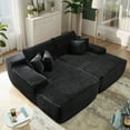thumbnail image 2 of Vcatnet 81"x67" Oversized Chaise Lounge Chair Indoor Cloud Plush Corduroy Loveseat Sofa Bed Sleeper Sofa Couch for Living Room, Bedroom, Black, 2 of 8