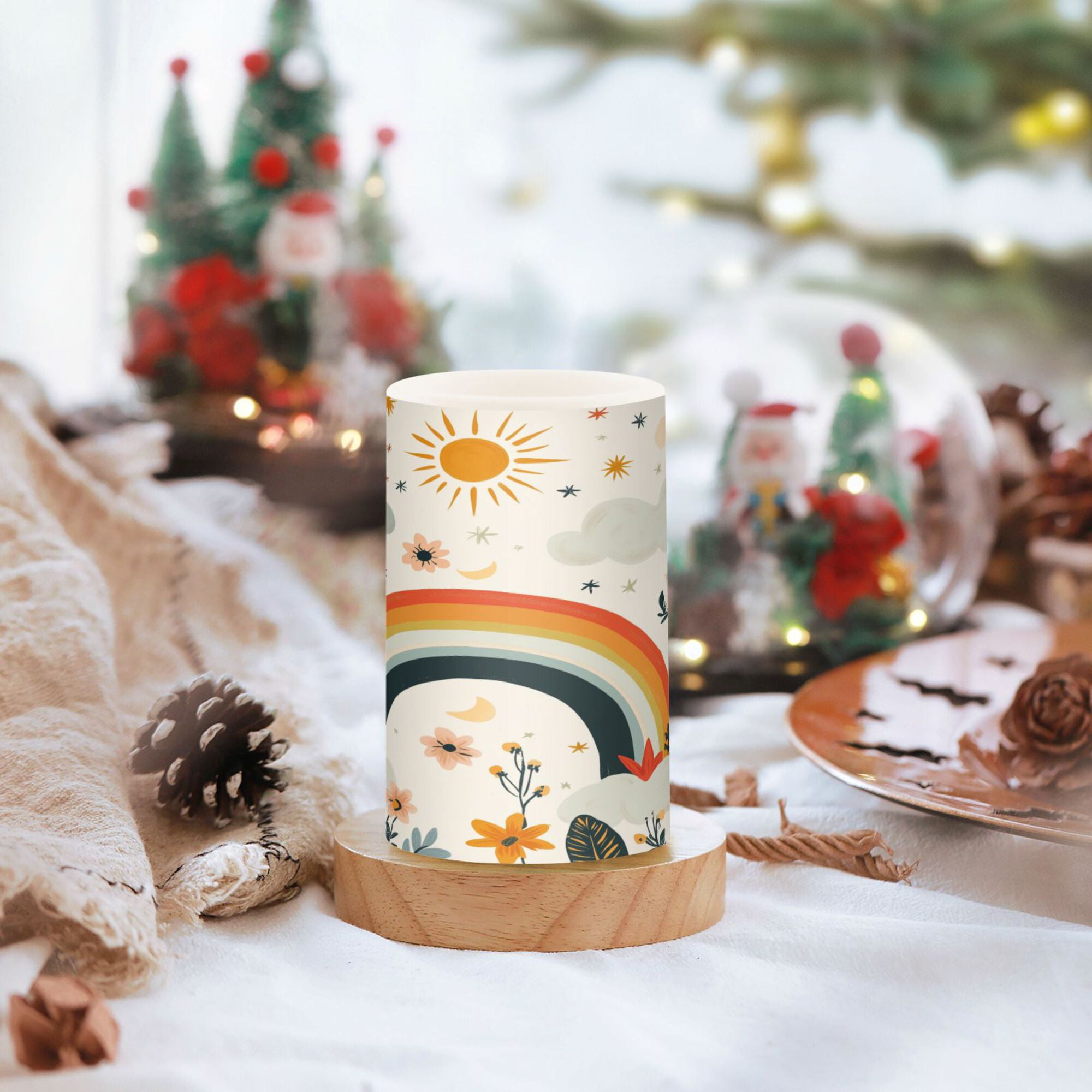 Yayeee Flameless Candles with Remote Flickering Battery Operated Multi Color Changing, Cute Rainbow