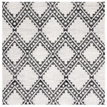 SAFAVIEH Tulum Kennard Geometric Area Rug, 6'7" x 6'7" Square, Ivory/Black