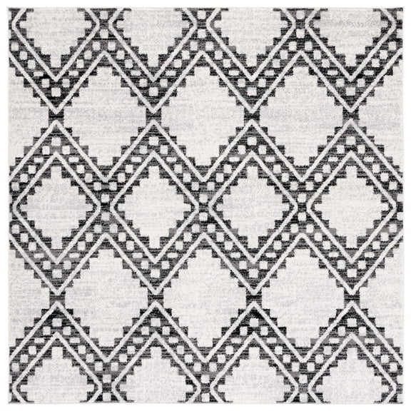 SAFAVIEH Tulum Kennard Geometric Area Rug, 6'7" x 6'7" Square, Ivory/Black