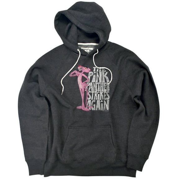 Pink Panther Strikes Again Unisex Adult Slim Fit Pull-Over Heather Hoodie, Charcoal, Small