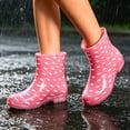 thumbnail image 6 of XUNKUSGA Womens Rain Boots Waterproof Anti-Slip Ankle Rain Boots Fashion Polka Dot Pull On Short Rain Boots for Daily Rainy Wear,6, 6 of 6