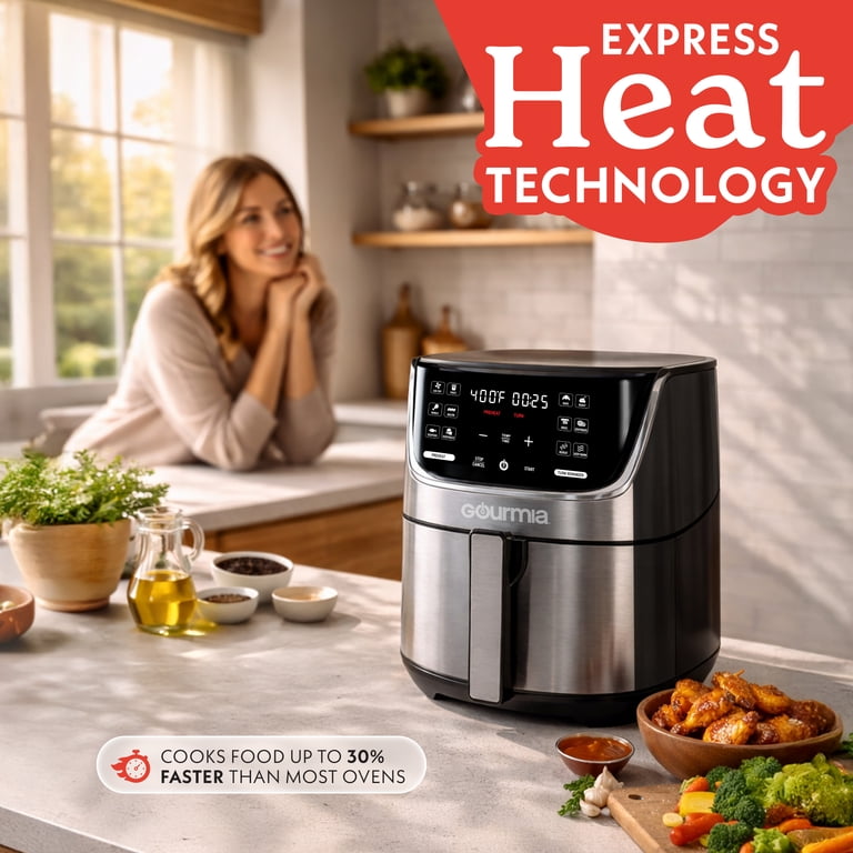 Gourmia デジタルノンフライヤー Gourmia, Air Fryer, 7 Qt, Digital Display with 12 Presets