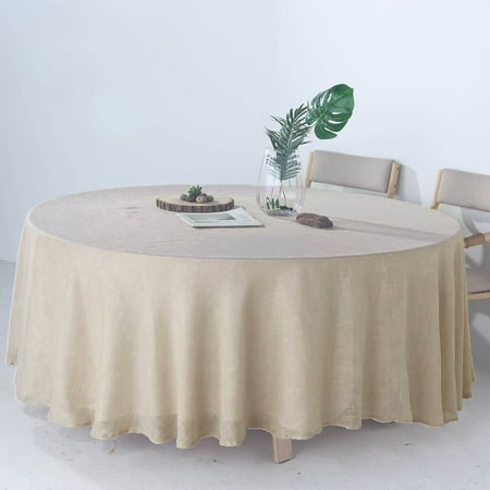 

108 Beige Linen Round Tablecloth Slubby Textured Wrinkle Resistant Tablecloth - Case of 12 Tablecloths