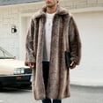 thumbnail image 5 of Txeol Brown Faux Fur Coat for Men Thicken Warm Open Front Cardigan Overcoat Fluffy Soft Long Winter Jacket Outwear 2025,M, 5 of 6