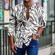 thumbnail image 1 of Camisas hawaianas a rayas, camisas de moda para hombre, blusas playeras de manga larga, camisas de rejilla, ropa para hombre, blusas con cuello vuelto, 1 of 6