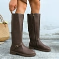 thumbnail image 2 of Fuwddey Knee High Boots for Women Fashion Casual Winter Long Boots Solid Color Round Toe Side Zipper Chunky Heel Low Heel Knee-High Boots, 2 of 9
