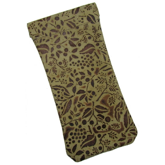 MTL Leather Eyeglass Holder and Case USA Made, Floral Tan