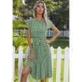 thumbnail image 4 of Womens Summer Dresses Cap Sleeve Polka Dot Falten Midi Dress 2024 Fashion O Neck Casual Fit Tiered Boho Beach Vacation Sundress (Green,Medium), 4 of 6