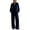 Dark Blue, variant on 2 Piece Sets for Women Velour 2 Piece Tracksuit Half Zip Stand Collar Long Sleeve Top Elastic Waist Wide Leg Pants Casual Velvet Loungewear Outfit Black L