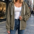 thumbnail image 2 of Women's Full Zip Hoodie, Oversized Long Sleeve Hooded Sweatshirt with Pockets, Casual Lightweight Zip Up Jacket, 2 of 7