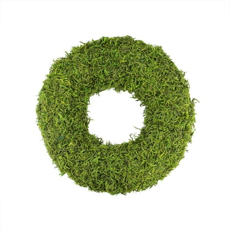 13" Green Reindeer Moss Artificial Floral Spring Wreath - Walmart.com