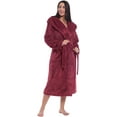thumbnail image 2 of Women Plush Fleece Robe Long Warm Bathrobe Shawl Collar/Hood, 2 of 6