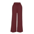 thumbnail image 6 of RYRJJ Womens Wide Leg Dress Pants Belted High Waisted Slacks Pants Business Casual Work Palazzo Trousers with Pockets(Red;M), 6 of 8