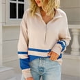 thumbnail image 3 of Vedolay Sweaters Womens 2023 Fall Casual Oversized Lapel Collar V Neck Long Sleeve Pullover Sweaters,Blue S, 3 of 5