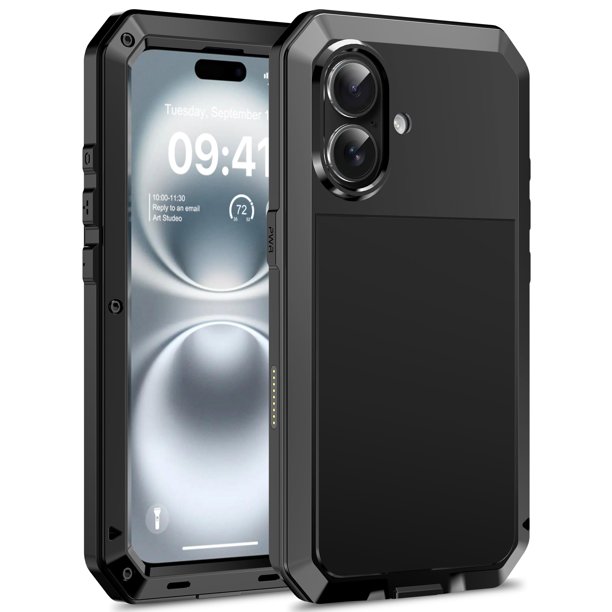 Funda Mangix para iPhone 17, metal, vidrio templado y aluminio, color negro