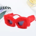 thumbnail image 6 of Plush Fuzzy Cat Eye Sunglasses Eyeglasses Vintage Style Cute Eyewear Sun Glasses Red, 6 of 8