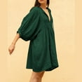 thumbnail image 4 of Kaemgyyd Casual Dress for Women V Neck 3/4 Sleeve Soft Loose Short Mini Beach Dress A-Line Flowy Vaction Outfit, 4 of 7