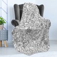 thumbnail image 4 of City Soft Flannel Fleece Throw Blanket, Crowded Urban Life Depiction in a Simple Black and White Drawing Big Buildings, Cozy Plush for Indoor and Outdoor Use, 50" x 60", Black White, by Ambesonne, 4 of 5