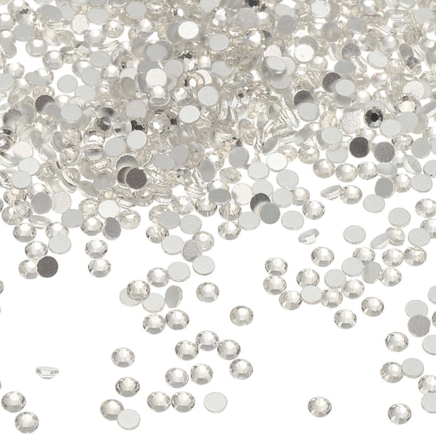 Uxcell Piedras de Rhinestone Redondas de Fondo Plano, Gemas de Cristal de Fondo Plano para Manualidades DIY, Ropa, Decoración de Arte de Uñas Blanco Claro SS8
