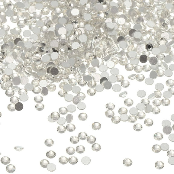 Uxcell SS8 Round Flatback Rhinestones 2.3-2.5mm Crystal Glass Gems Diamonds for DIY Crafts Clothes Shoes Nail Art Decoration, Clear White 2880Pcs