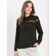 thumbnail image 2 of Blusa Elegante Labor De Retazos De Encaje Camisa Cuello Del Lazo Manga Larga Para Mujeres Negro M Unique Bargains Blusa, 2 of 6
