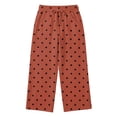 thumbnail image 5 of Textilo Polka Dot Pants for Women Wide Leg Elastic High Waisted Pants with Pockets Drawstring Trousers Baggy Comfy Casual Lounge Fall Winter Clothes,Brown S, 5 of 5