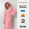 thumbnail image 2 of Lotus Linen Women’s Cozy Plush Hooded Robe - Warm Long Fleece Bathrobe, Pink L/XL, 2 of 10