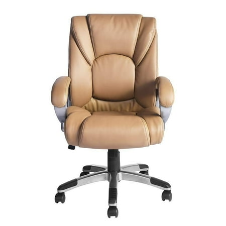 Chair Tilt Lock High Supply Office Chair, Vintage Executive Boss Chair Arm PU Leather High Back Task Chair Adjustable Tilt Lock 360° Swivel Computer Desk Chair (Khaki) Khaki ()