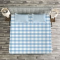thumbnail image 3 of Ambesonne Checkered Quilted Bedspread Set 3 Pcs, Pastel Rows Vintage, King Size, Pale Blue White, 3 of 3