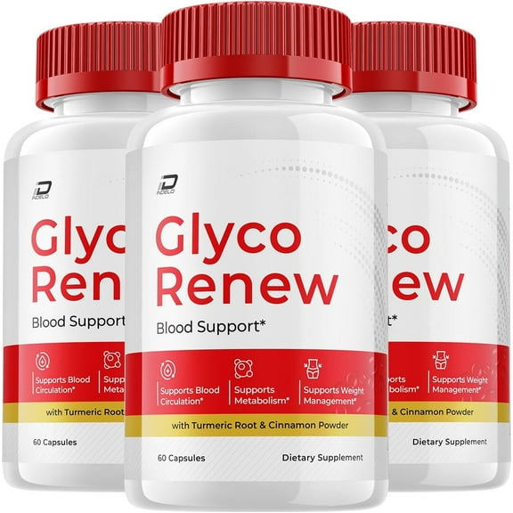 (3 Pack) Glyco Renew Blood Support Capsules, GlycoRenew Advanced Supplement, All Natural Formula to Maintain Healthy Levels, Maximum Strength Daily Formula, Glyco Renew Reviews (180 Capsules)