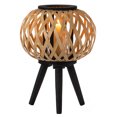 thumbnail image 1 of Modern Black, Natural Bamboo Candle Decorative Trellis Design Lantern with Stand, 1 of 7