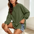 thumbnail image 4 of MYAOYINo Boundaries Cozy Oversized Long Sleeve Tee Women's Side Split Crew Neck Tunic Sweatshirt, 4 of 9