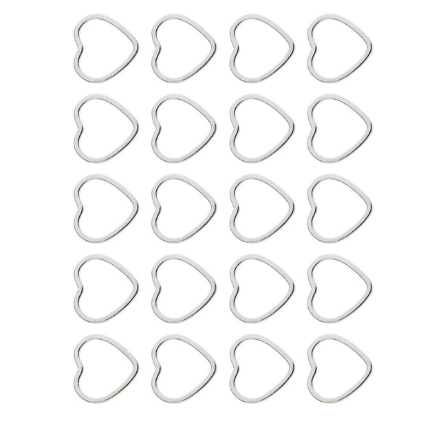 20 piezas de conector de joyería con forma de corazón para pulseras y pendientes DIY K blanca