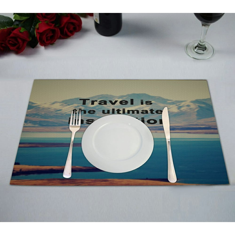 GCKG Adventure Mountain Placemat, Travel Inspirational Quote Placemat