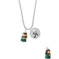 thumbnail image 2 of Delight Jewelry Resin Green Angel Holding Candy Cane Silvertone Script Initial Disc - H - Charm Necklace, 20"+3", 2 of 4
