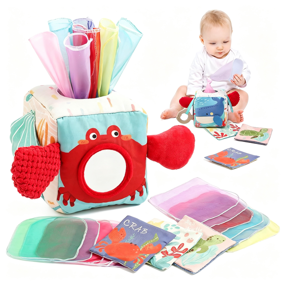 CYFW Baby Tissue Box Toy for Babies 6-12 Months-Toys Baby Tissue Box Sensory Toys for 1 Year Old-Boy Girl Gifts for Babies 6 12 18 Months Old (Ocean)