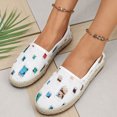 thumbnail image 2 of YOUYEDIAN Loafers for Women Comfortable Fashion Patchwork Print Low Heel Casual Round Toe Soft Flats Versatile Slip On Walking Canvas Shoes, 2 of 5