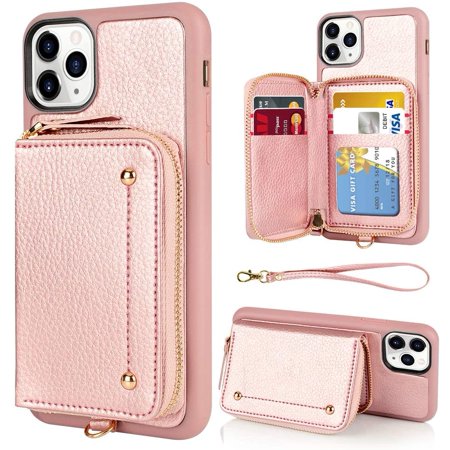 LAMEEKU Wallet Case Compatible with iPhone 12 Pro Max 6.7 inch, Zipper ...