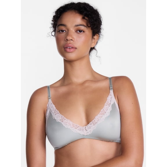 Joyspun Women's Shine and Lace Bralette, Sizes XS-XXXL