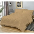 thumbnail image 3 of DNG Creations 3 Piece Ruffle Diamond Comforter All Season 550 GSM California King Size - 800 Threads Count, 100% Egyptian Cotton Solid Taupe Colour, 3 of 7