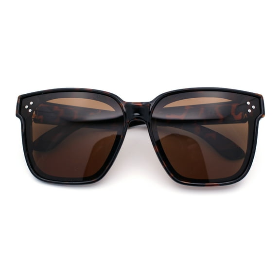 Womens Polarized Inset Lens Oversized Horn Rim Compact Fit Over Sunglasses Tortoise - Brown