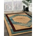 thumbnail image 3 of Ahgly Company Machine Washable Indoor Square Abstract Dark Brown Area Rugs, 5' Square, 3 of 7