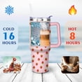 thumbnail image 4 of 40oz Cute Red Strawberry Stainless Steel Flip Straw Tumbler Spill Proof Travel Cup Double Wall Vacuum Insulated Coffee Mug with Top Handle, 4 of 6