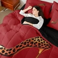 thumbnail image 4 of jejeloiu Chic High Heels 7-Piece Bedding Comforter Set,Fashion Leopard Print Shoe King Bedding Sets,Red Brown Bed Sheets For Girls,Breathable Home Decor Reversible, 4 of 8