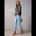 thumbnail image 4 of Blusa Vaquera Informal de Larga con Cuello en V y Botones para Mujer Gris Oscuro L, 4 of 8