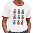 thumbnail image 2 of Retro Pineapple Print Ringer Tee Shirt Unisex Large White/Red, 2 of 5